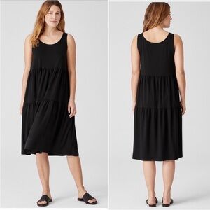 Eileen Fisher Jersey Tiered Black Tank Dress 1X